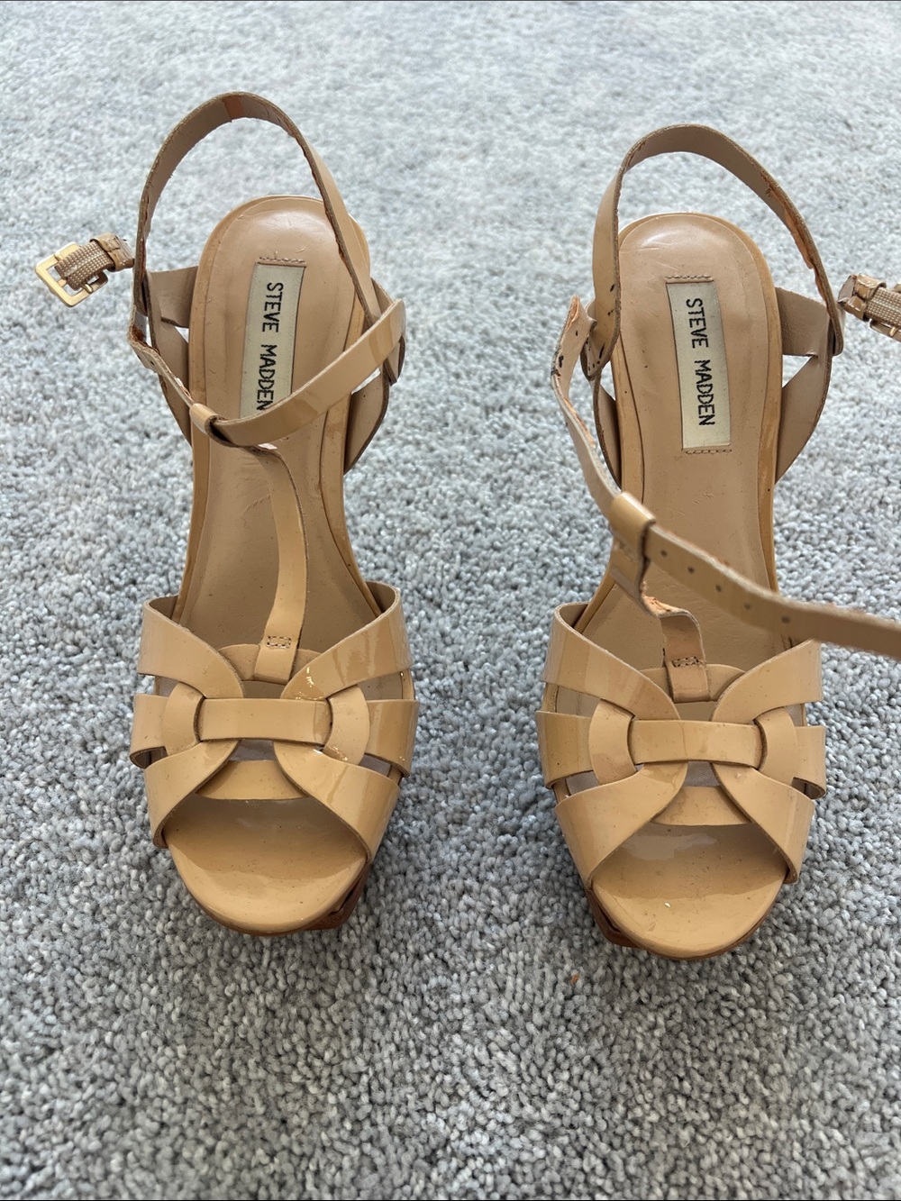 Steve Madden Beige/Tan Strappy Wedge Sandals